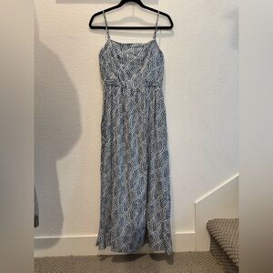 Linen blend H&M patterned strappy midi dress